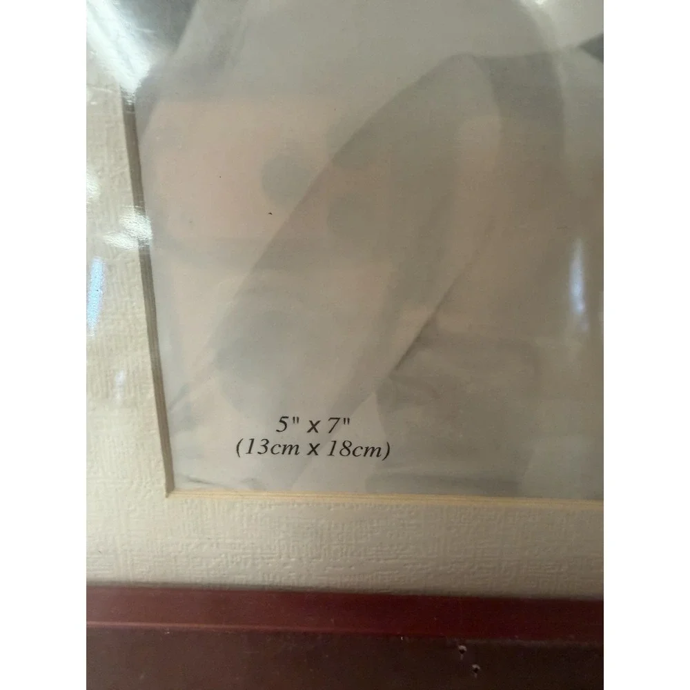 New 5x7 Wood Picture Frame Burgundy Cream Tabletop Photo Frame Sealed NOS